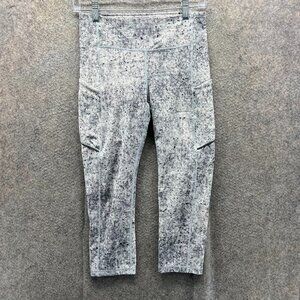 Lululemon Leggings Women 6 Gray Fast and Free Crop 19" Marble Nulux Pockets